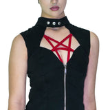 Red Pentagram Black Mini Dress - Francie - Dr Faust