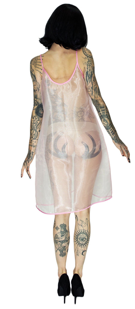 Scoop Neck Pink Sheer Mini Dress - Summer - Dr Faust