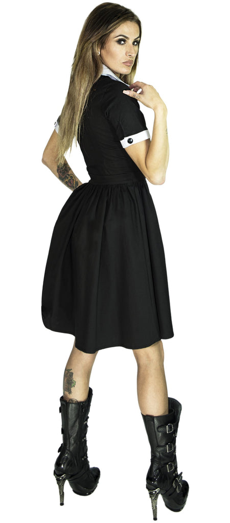 Short Sleeve Wednesday Addams Black Mini Dress - Samara - Dr Faust