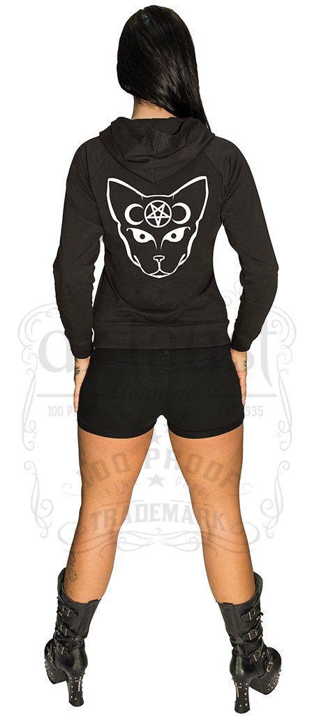 Bast Cat Moon and Pentagram Hoodie - Lincoln - Dr Faust