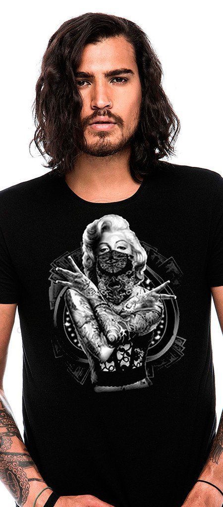 Tattoed Marilyn Monroe Black Men's T-Shirt - Oliver - Dr Faust