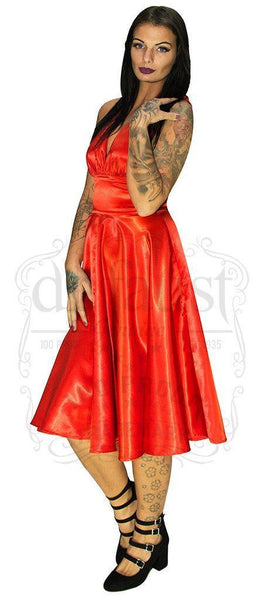 Marilyn Monroe Style Red Cocktail Midi Dress - Phoebe - Dr Faust