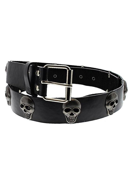 Skull Studs Black Vegan Leather Belt - Dominick - Dr Faust