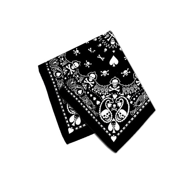 Skulls Playing Cards Black Cotton Bandana - Robert - Dr Faust