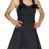 Slimming Pinstripe Black & White Mini Dress - Gia - Dr Faust