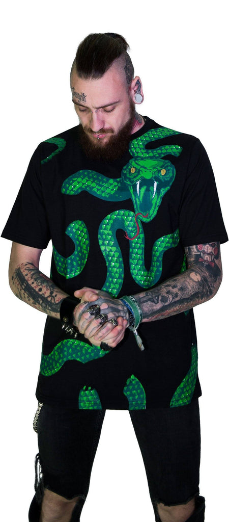 Green Snake God Black T-Shirt - Joshua - Dr Faust