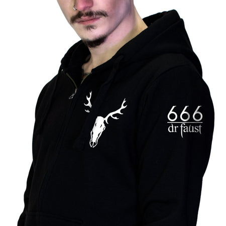 Stag Skull 666 Thick Men's Black Hoodie - Konnor - Dr Faust
