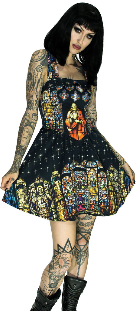 Stained Windows Pattern Jesus Mini Dress - Jillian - Dr Faust
