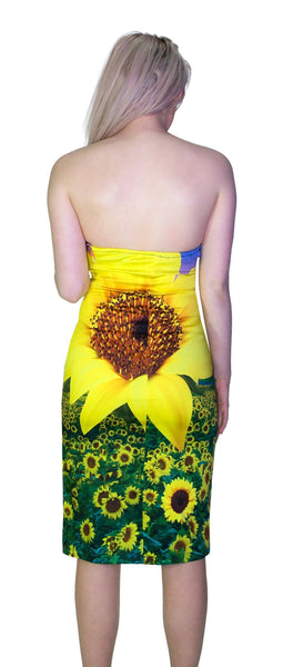 Sunflower Field Summer Colourful Midi Dress - Becka - Dr Faust
