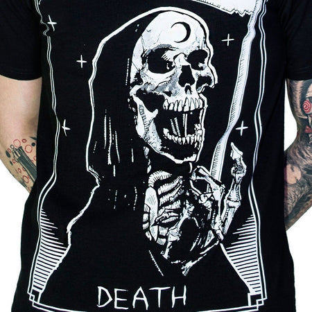 Tarot Card Laughing Death Nu Goth Black T-Shirt - Morte - Dr Faust