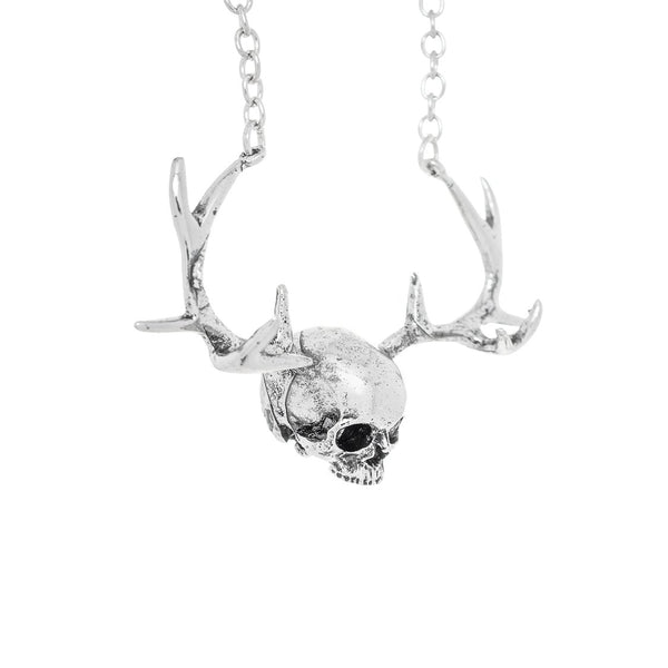 The Stag Silver Skull Antlers Pendant and Necklace - Karsyn - Dr Faust