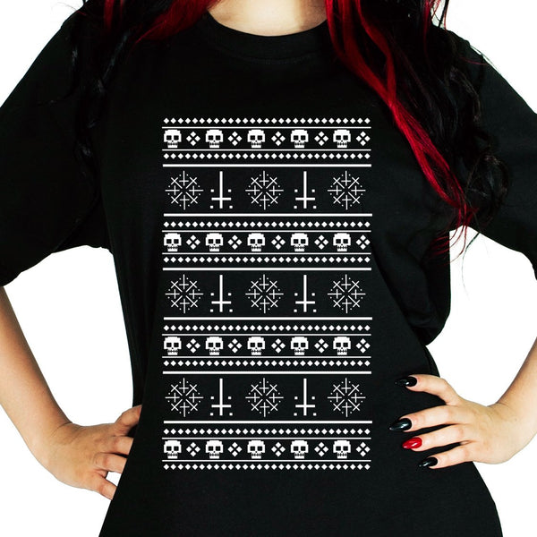 Ugly Sweater Time Unisex Black T-Shirt - December - Dr Faust