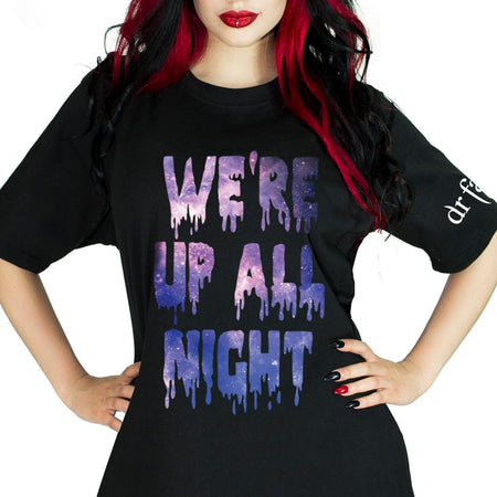 We're Up All Night Black T-Shirt - Sage - Dr Faust