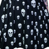 White Spooky Skulls Black Mini Dress - Corrie - Dr Faust