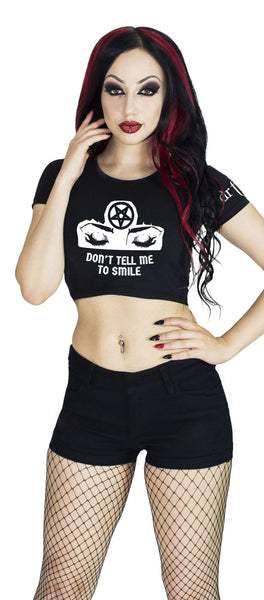 Closed Witch Eyes Pentagram Crop Top - Lexie - Dr Faust
