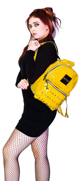 Yellow Patent Vegan Leather Backpack - Shining - Dr Faust