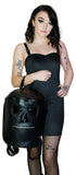 Zipper Head Face Black Vegan Leather Backpack - Corey - Dr Faust