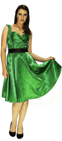 Draped Heart Silk Green Midi Dress - Aaliyah - Dr Faust